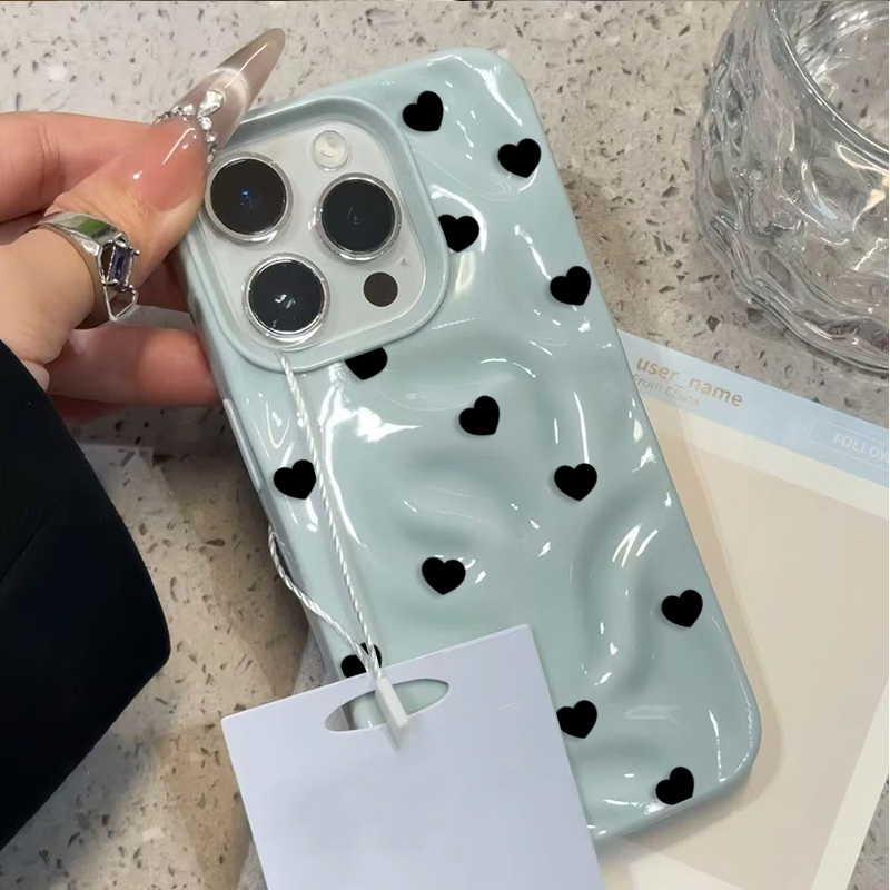 Phone Accessories Aesthetic - Aesthetic Cute Black Heart Shockproof Phone
