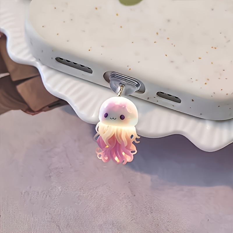 Phone Accessories Aesthetic - Cute 2D Flat Acrylic Pink Octopus