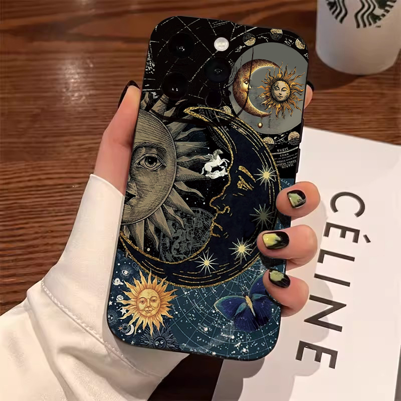Phone Accessories Aesthetic - Aesthetic Sun Moon Print Phone Case
