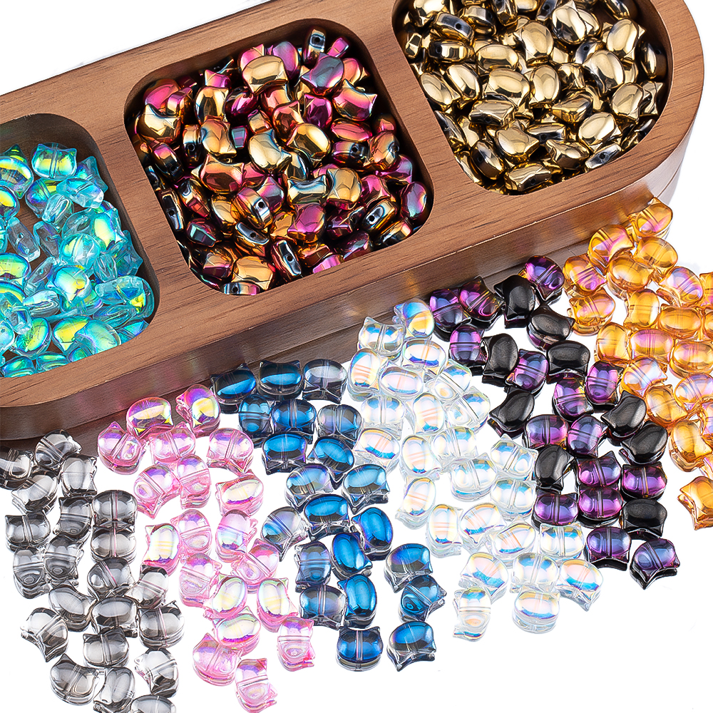 Phone Accessories And Electronics - 50pcs Colorful Cat Head Glass Spacer