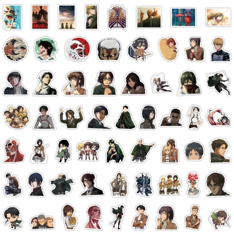 Phone Accessories Aesthetic - 60Pcs Attack on Titan Anime Stickers