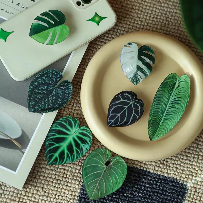 Phone Accessories Vending Machine - Glossy Simulation Leaf Phone Holder Grip