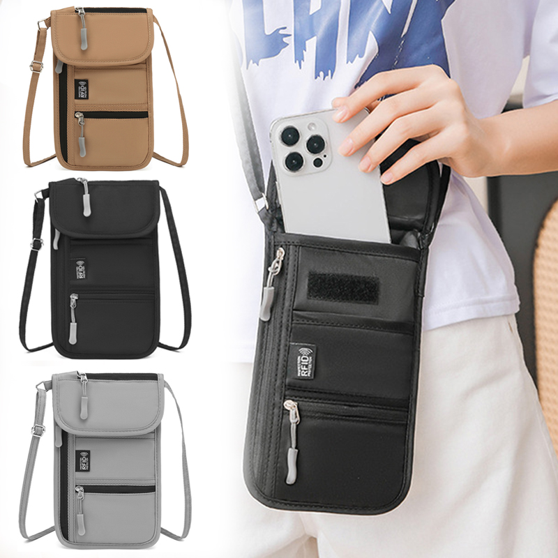Neck Hanging Phone Holder - Portable Crossbody Bag Travel Passport Document
