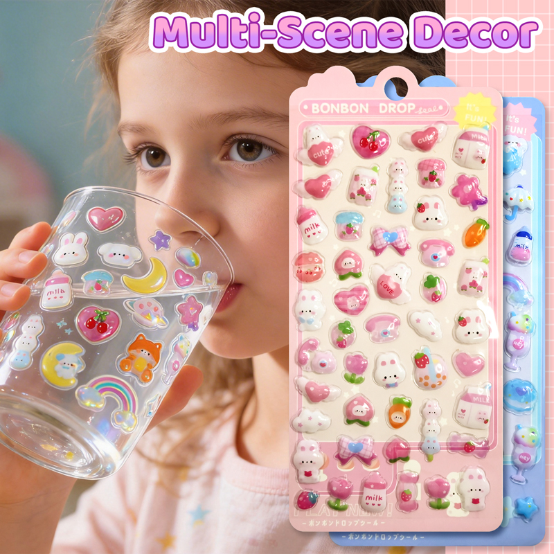 Cartoon 3D Relief Drop Sticker - Phone Accessories Aesthetic reseña y precio