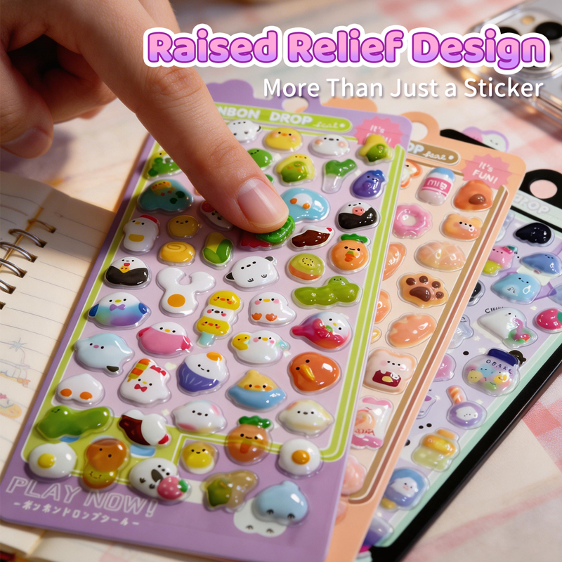Cartoon 3D Relief Drop Sticker - Phone Accessories Aesthetic reseña y precio