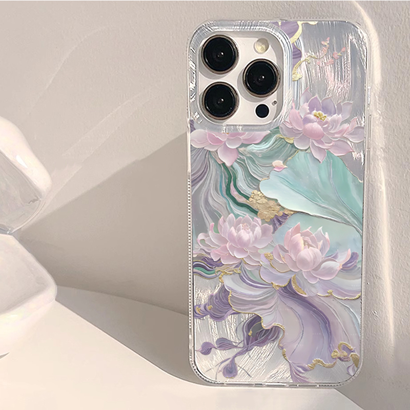 Dreamy Purple Lotus Print Aest - Phone Accessories Aesthetic reseña y precio