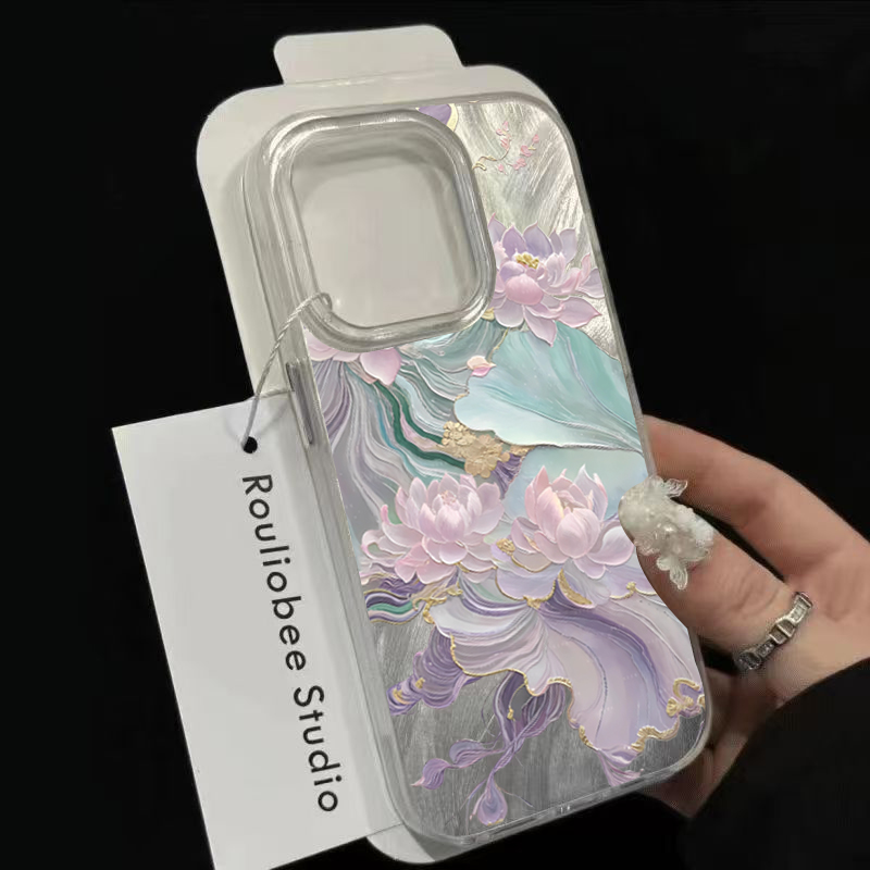 Dreamy Purple Lotus Print Aest - Phone Accessories Aesthetic reseña y precio